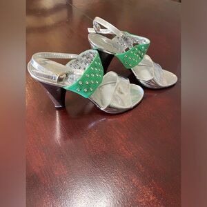 Marc by Marc Jacobs Green and Silver Slingback Heels – Size EU 40/US Women’s 9